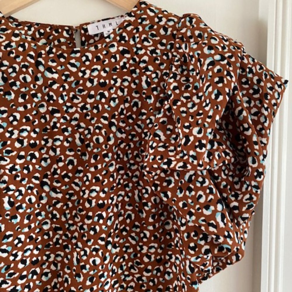 THML Animal Print Puff Sleeve Top